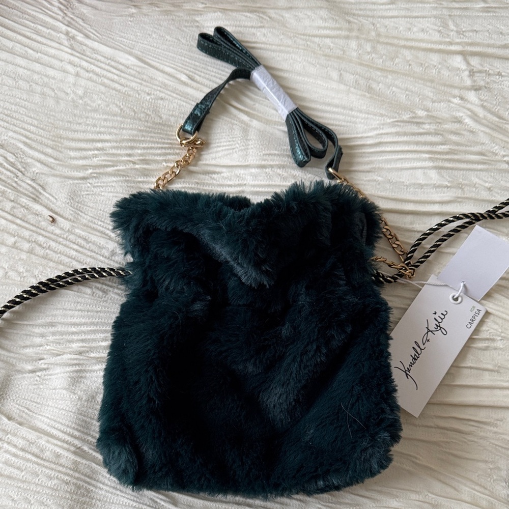 Kendall & Kylie Plush Crossbody Bag - Deep Green